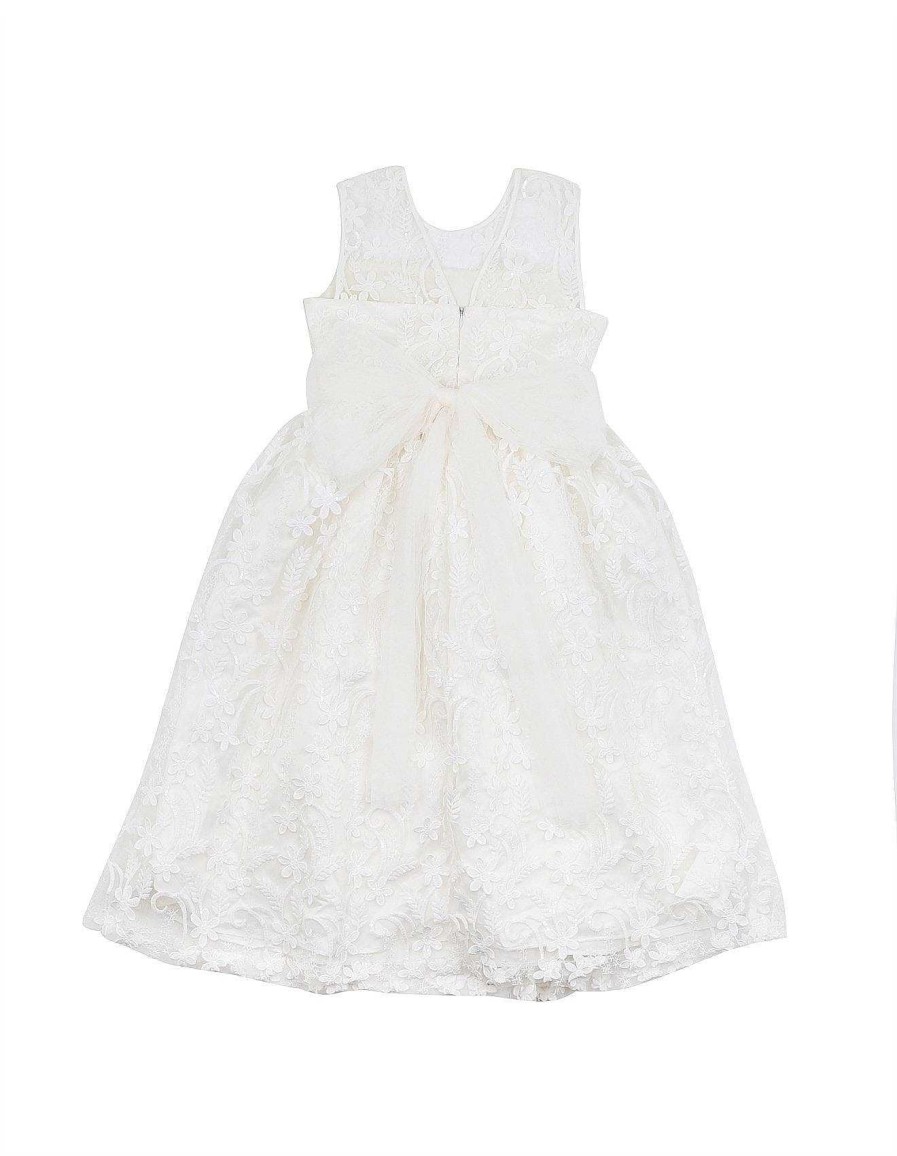 BÉBÉ Emb. Tulle Dress W Back Bow