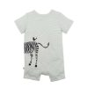 FOX & FINCH Zebra Stripe Ss Zip Romper