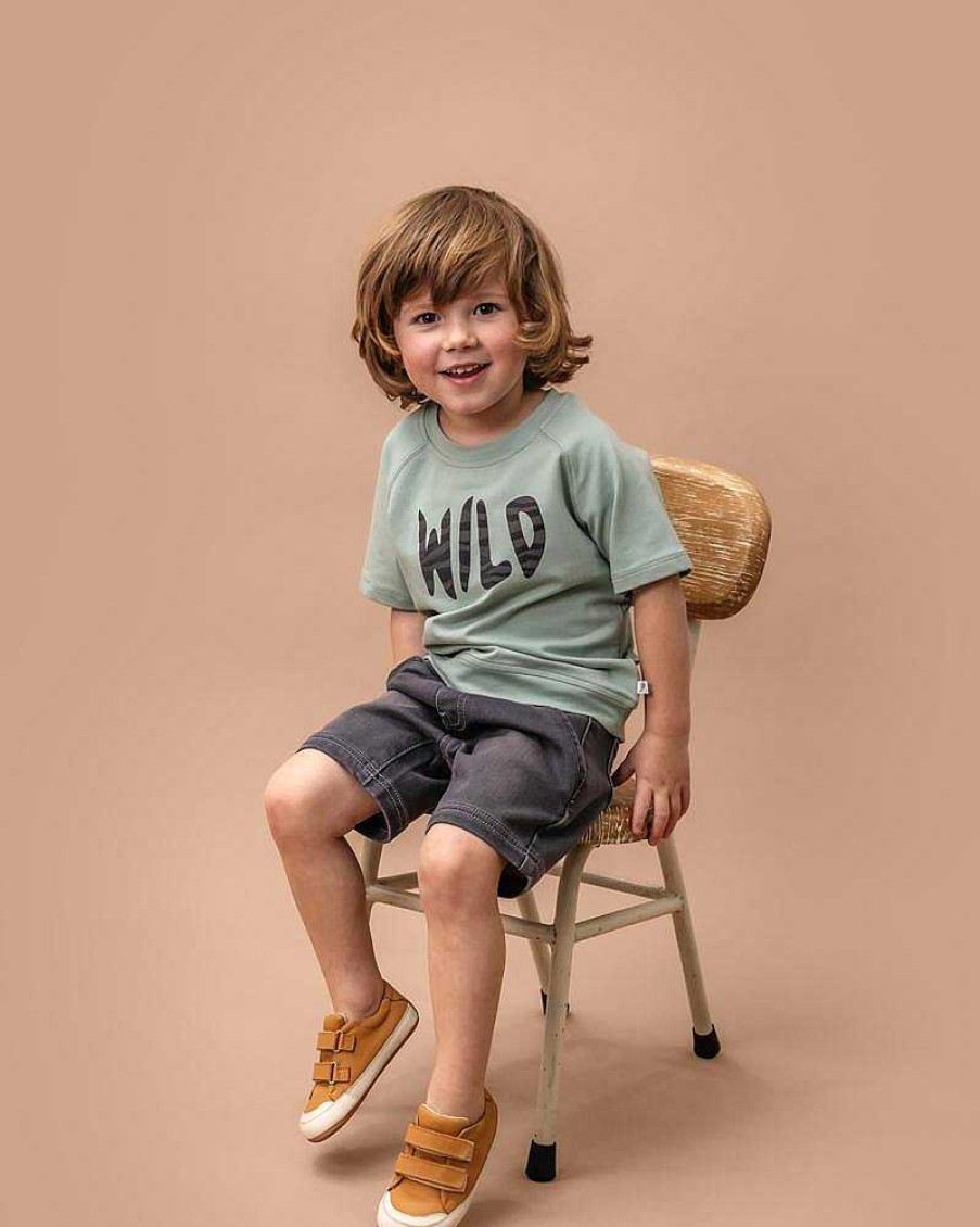FOX & FINCH Charcoal Knit Denim Shorts