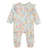 BEBE Olive Print Ls Zip Romper