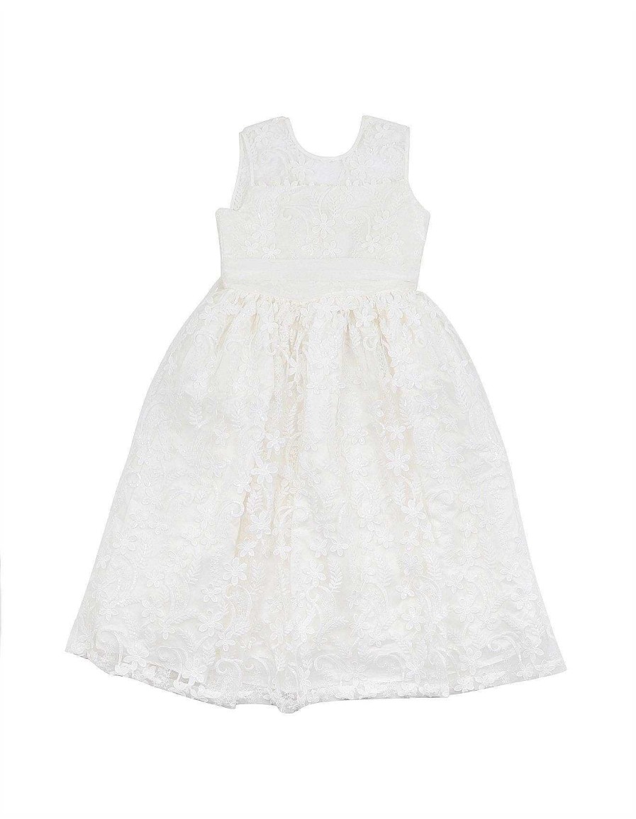 BÉBÉ Emb. Tulle Dress W Back Bow